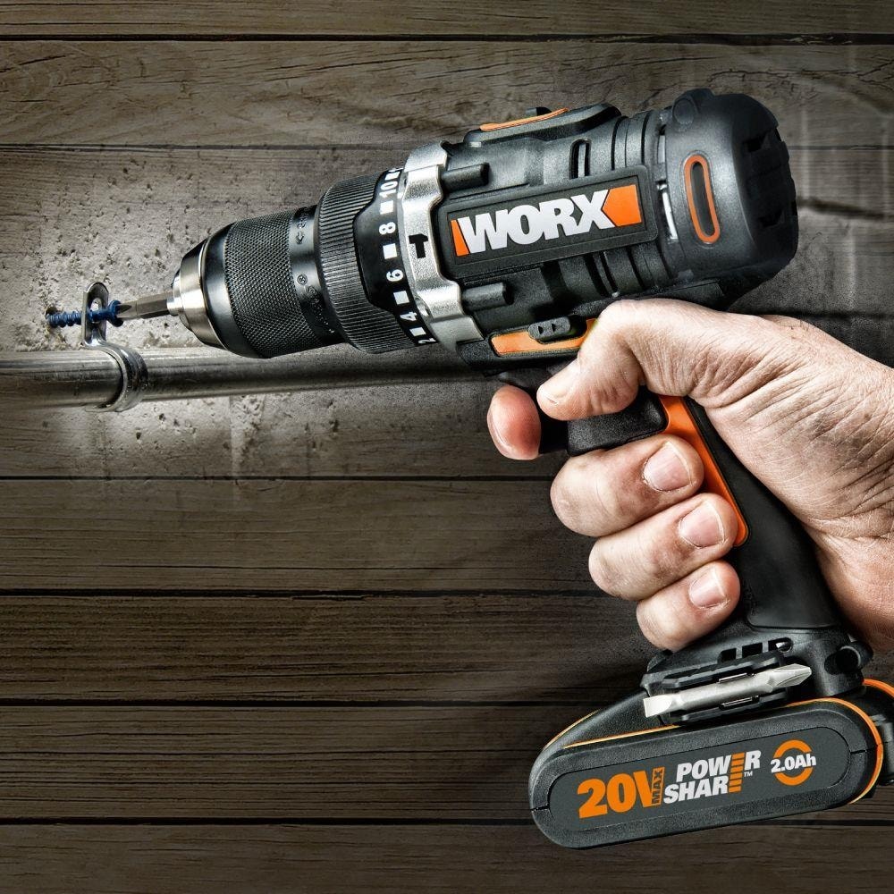 WX352 20VOLT/2.0AH Li-Ion Çift Akülü Kömürsüz Profesyonel Şarjlı Darbeli Matkap