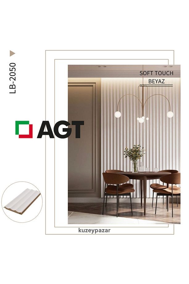 AGT Duvar Lambri Profili Lb 2050- SOFT TOUCH BEYAZ