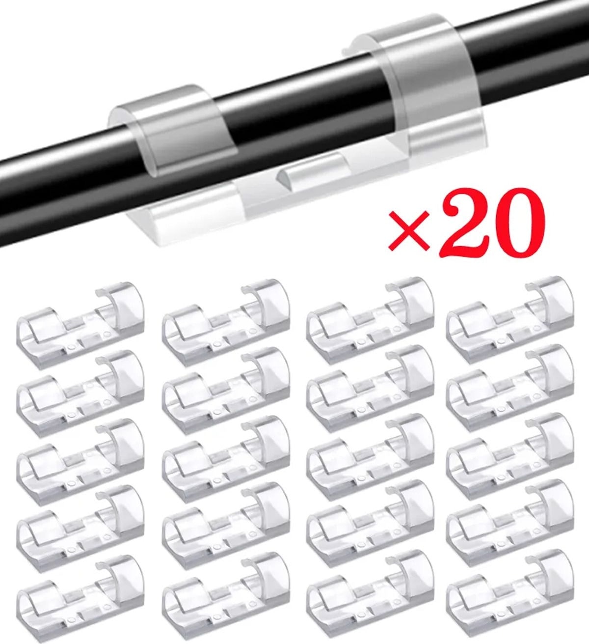 20 Li Kablo Sabitleyici Düzenleyici Şeffaf Kablo Toparlayıcı