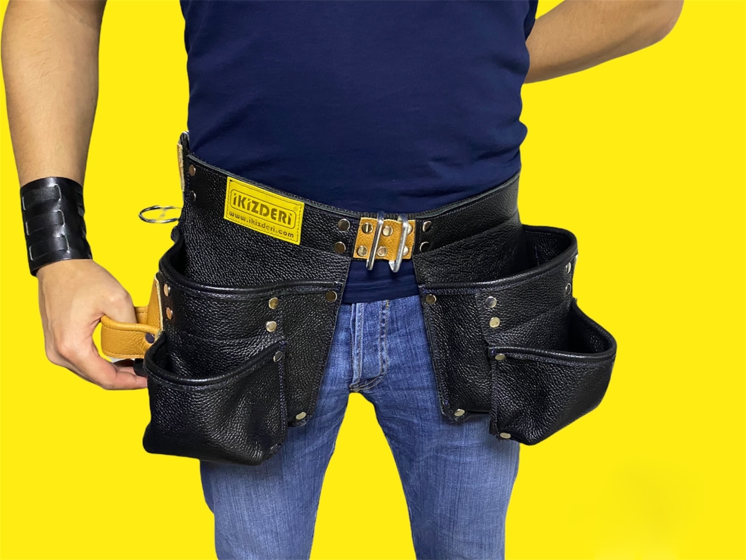 Çift Katlı %100 Deri Çok Cepli Deri Çivi Önlüğü DCÖ117, One Size