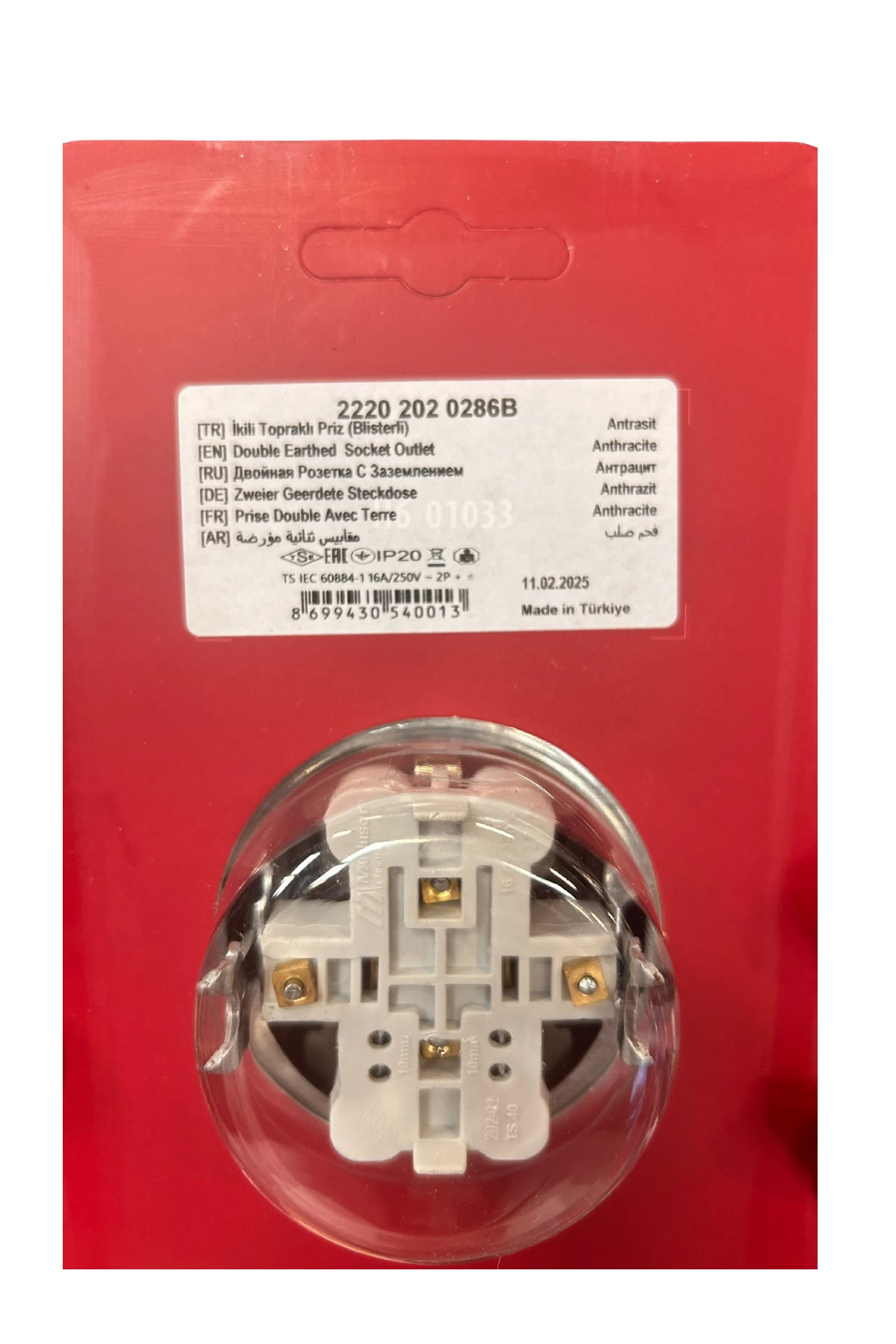 RITA İKİLİ TOPRAKLI PRİZ BLİSTERLİ ANTRASİT