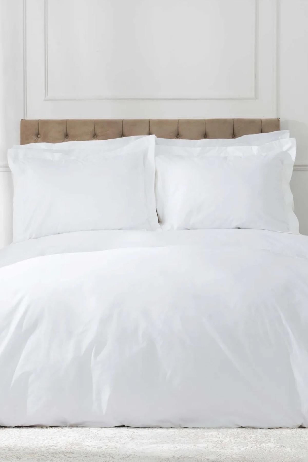 White Collection Ada Beyaz Zincir Şeritli Percale Çift Kişilik Nevresim Takımı