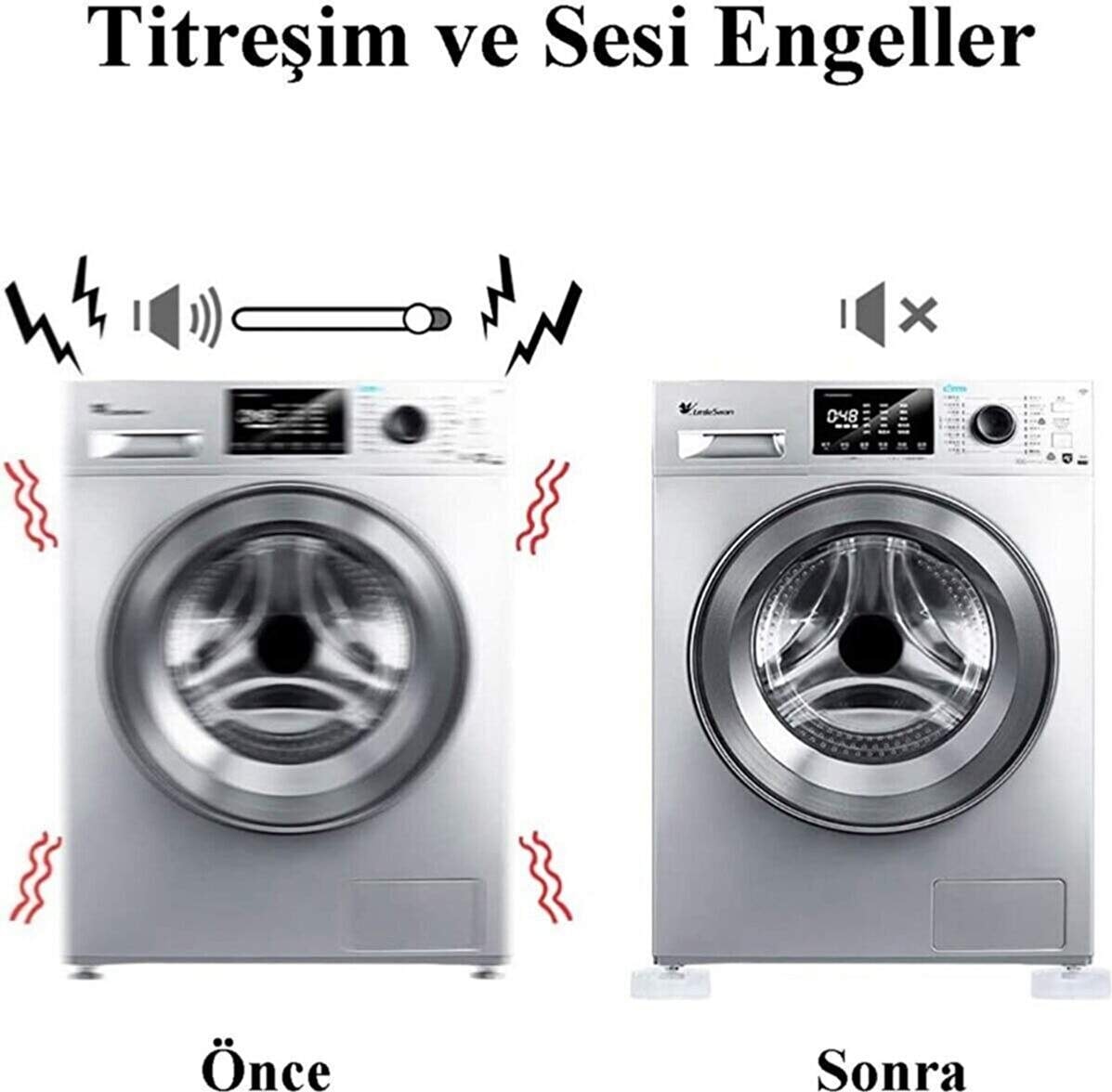 Çamaşır Makinesi Titreşim Önleyici Mobilya Yükseltici Kaydırmaz Vantuzlu Stoper Set 4 Adet