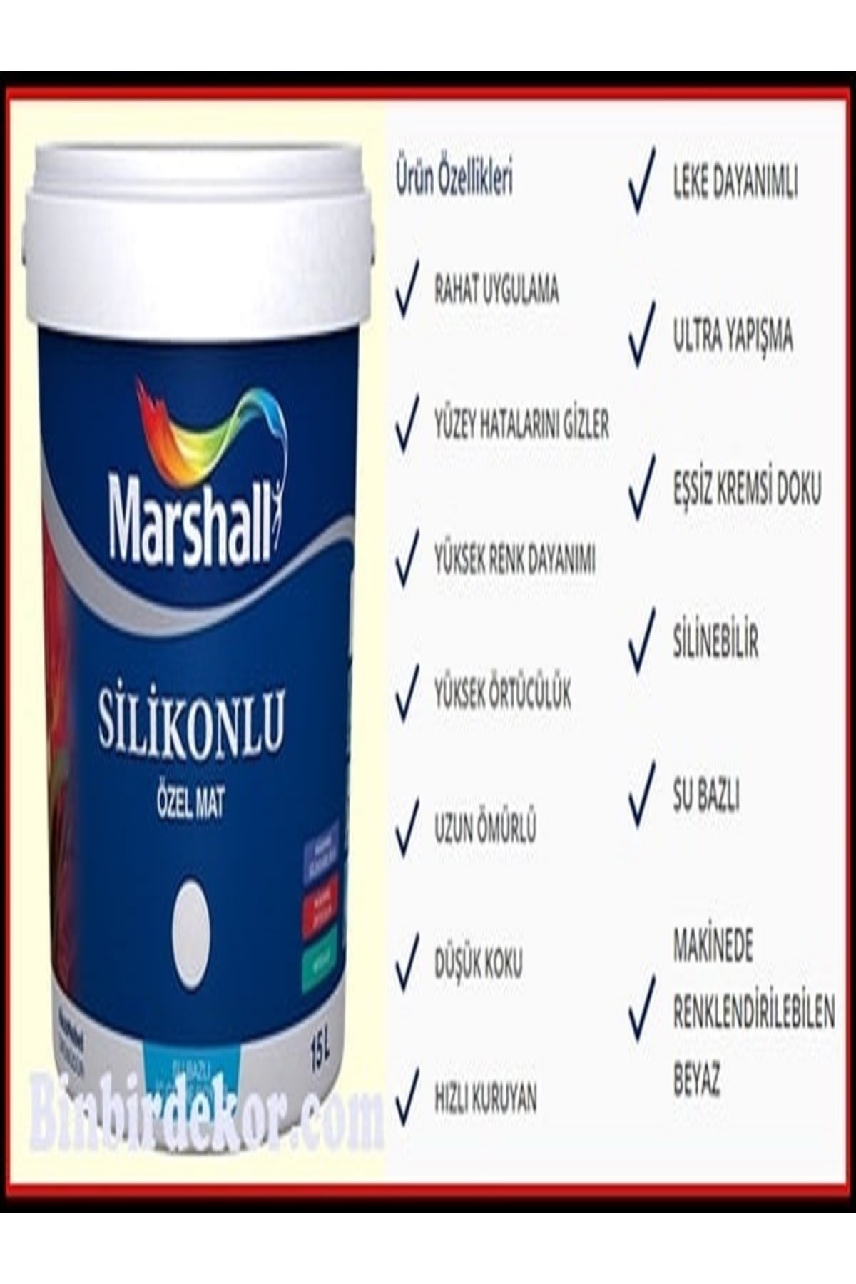 Silikonlu Özel Mat Iç Cephe Silinebilir Duvar Boyası 2,5 Lt