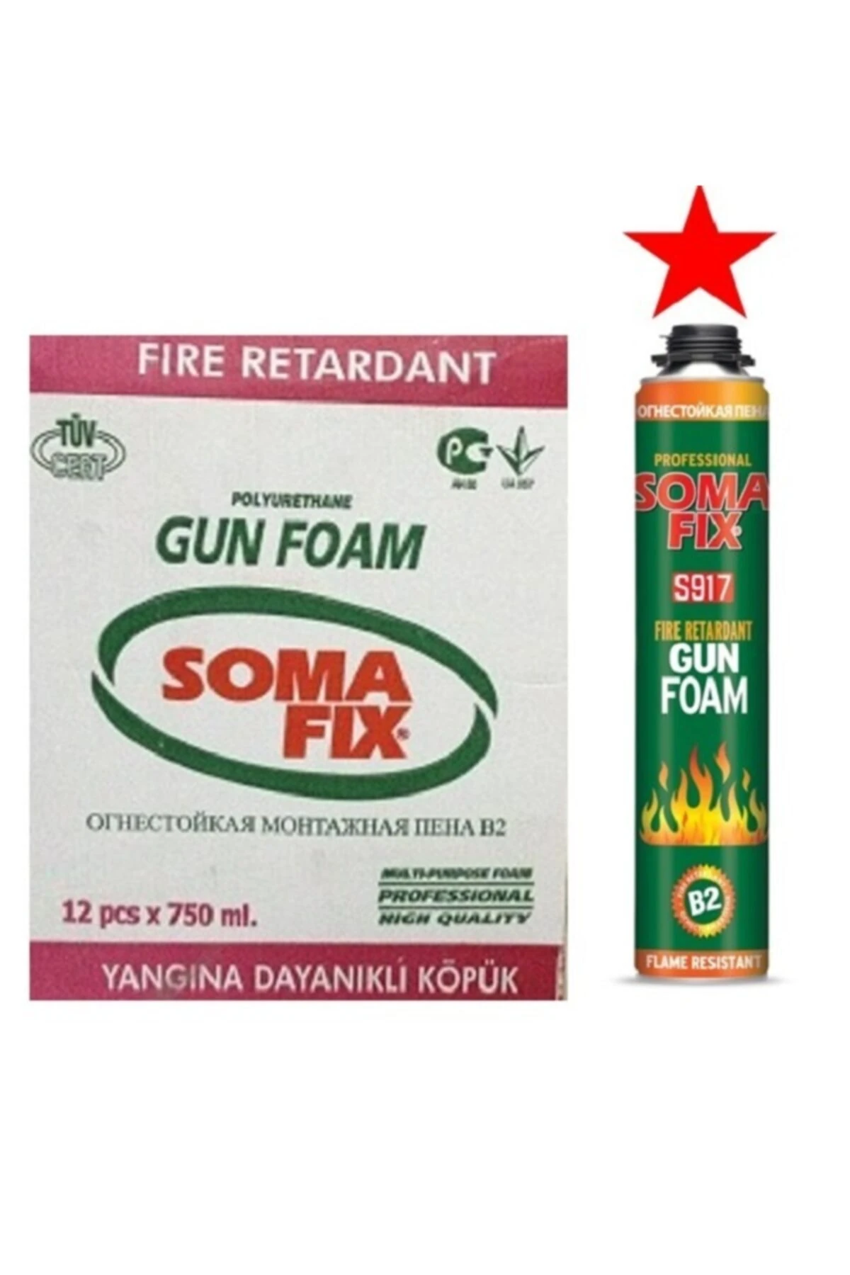 12 Adet 750 Ml Tabancalı B2 Yangına Dayanıklı Poliüretan Köpük Pembe Köpük