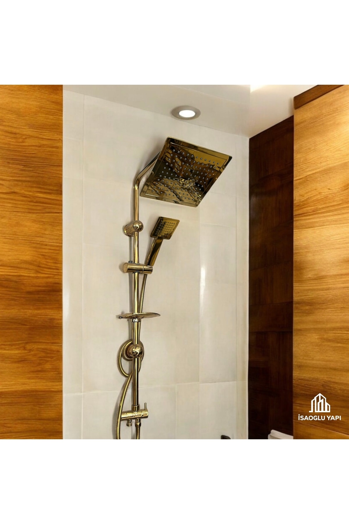 Gold Duş Sistemi Kare Duş Başlığı Pirinç Materyal Gold Yağmurlama