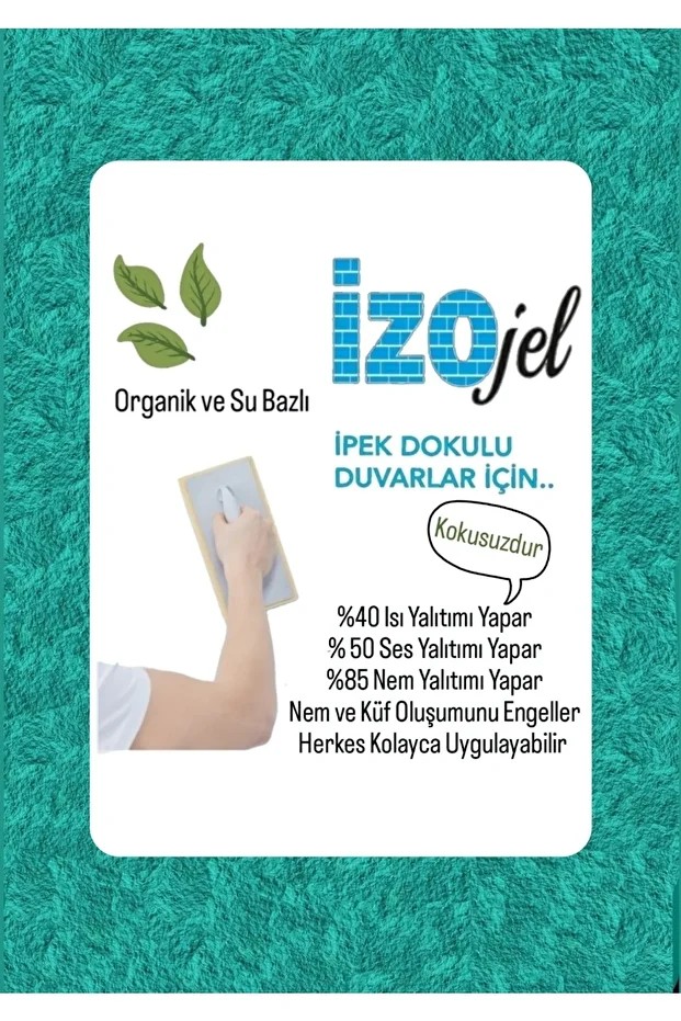 Organik Ipek Sıva - Izo-011-yr - 2 Mt2 (1/2 Boyut) - Dekoratif Ses & Isı & Nem Yalıtım Sıvası