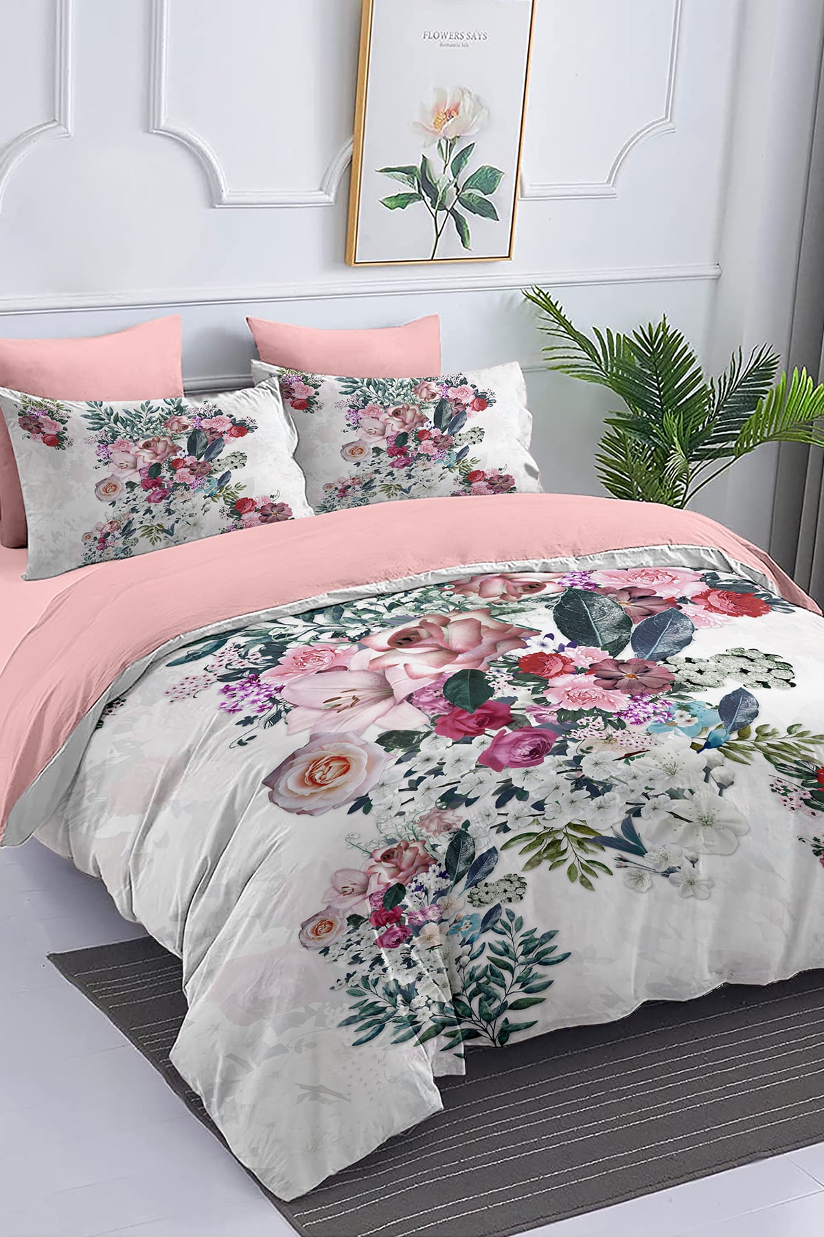 Çift Kişilik Nevresim %100 Pamuk Oeko-tex®Sertifikalı Özel Dokuma Çiçekli Flower Dream