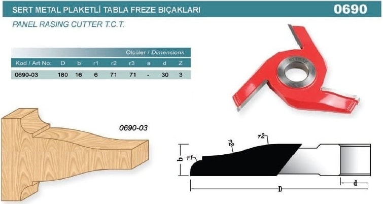Tabla Freze Bıçağı 180X16X30 mm Z3 0690-03