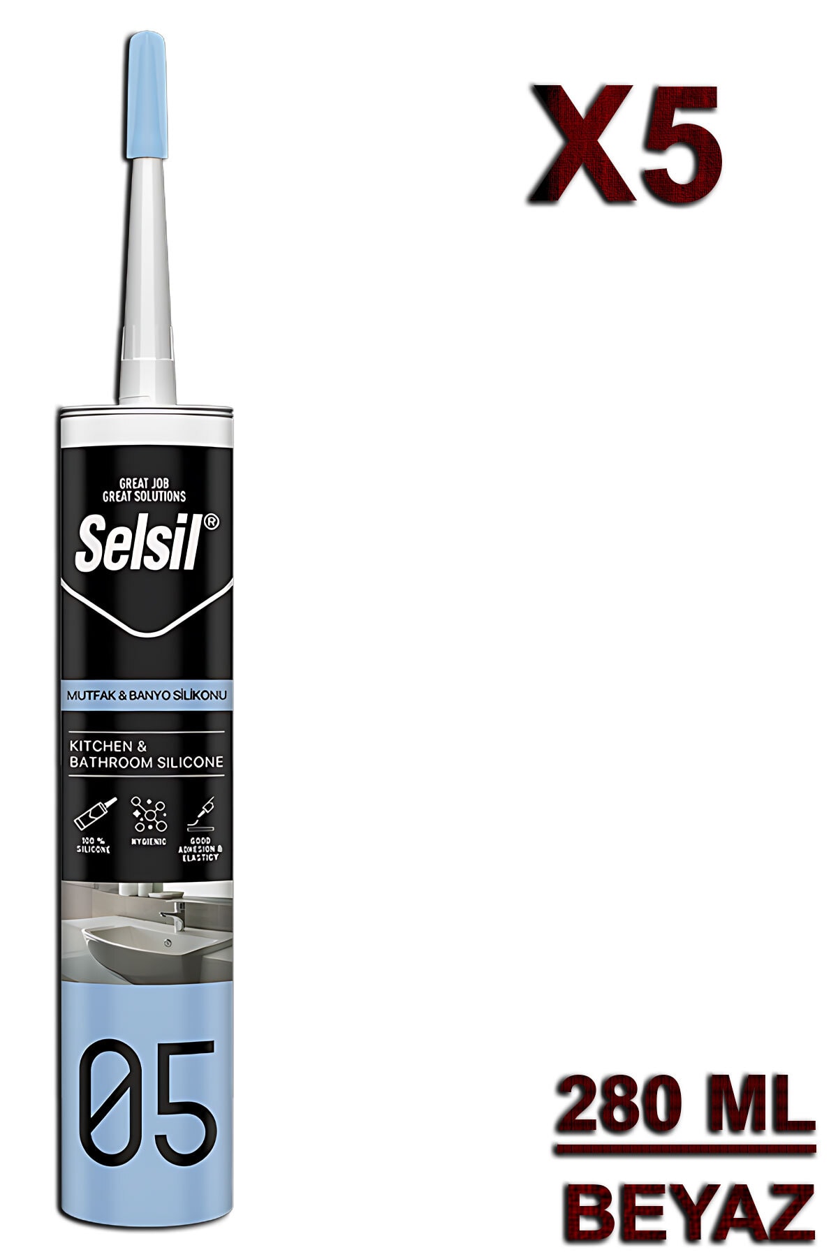 Duşakabin Silikonu Beyaz 280 ML (5 Adet)