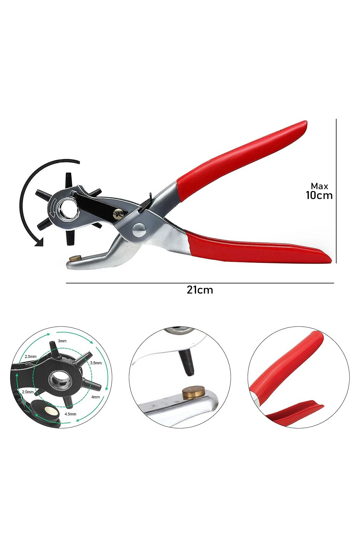 Profesyonel Kolay Kemer Deri Delik Açma Delme Aleti 6 Farklı Delik Açma Delici Pensesi Aparatı