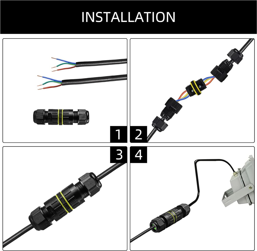 Adet IP68 Su Geçirmez 2 Yollu 3 Çekirdekli Bağlantı Kutusu Elektrik Kablosu Konnektörü M16 Kablo Aralığı (3,5-10 Mm), Açık Hava Onarım Kabloları (Yurt Dışından)