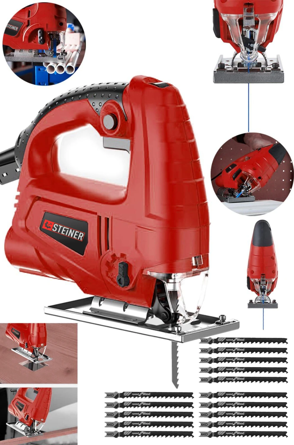 Alman 4000 W Sjs Metal Şanzıman 6 Kademe Devirli Bakır Sargılı Dekupaj Testere Makinesi + 15 Uç