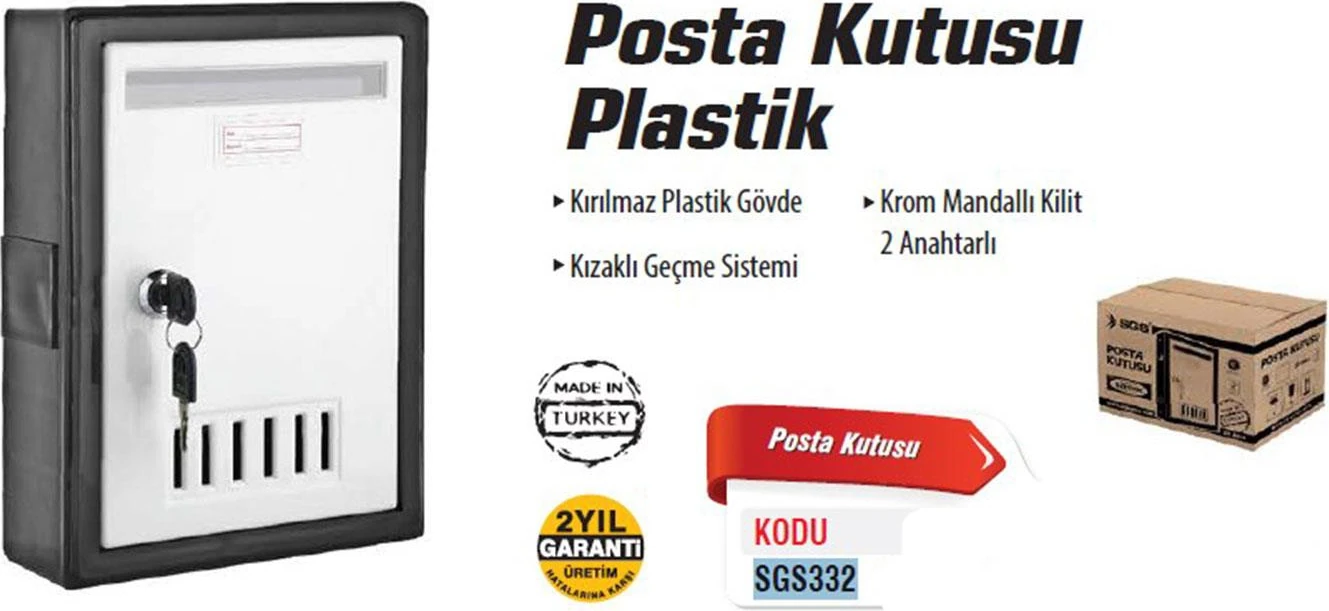 Sgs 332 Plastik Posta Kutusu 2 Anahtarlı