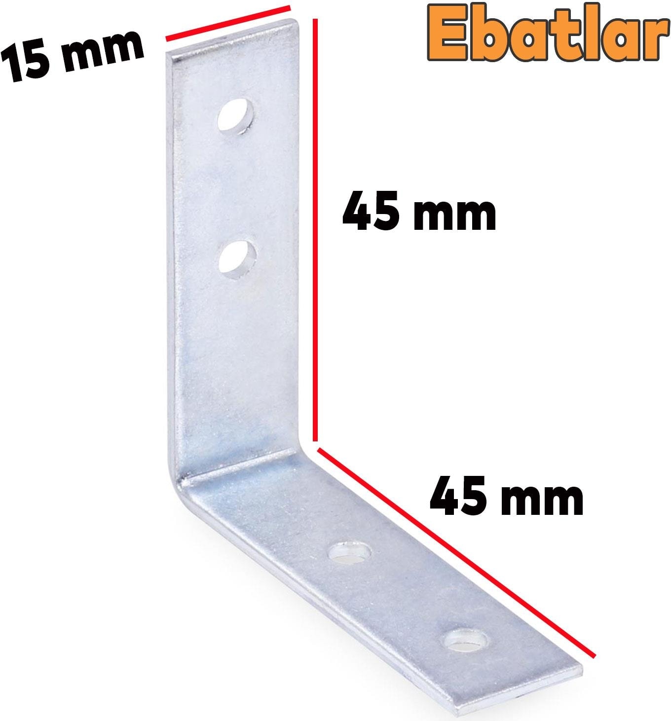Mobilya Dolap Köşe Bağlantı Sabitleme L Demir Gönye 45X45X15 mm (10 Adet)