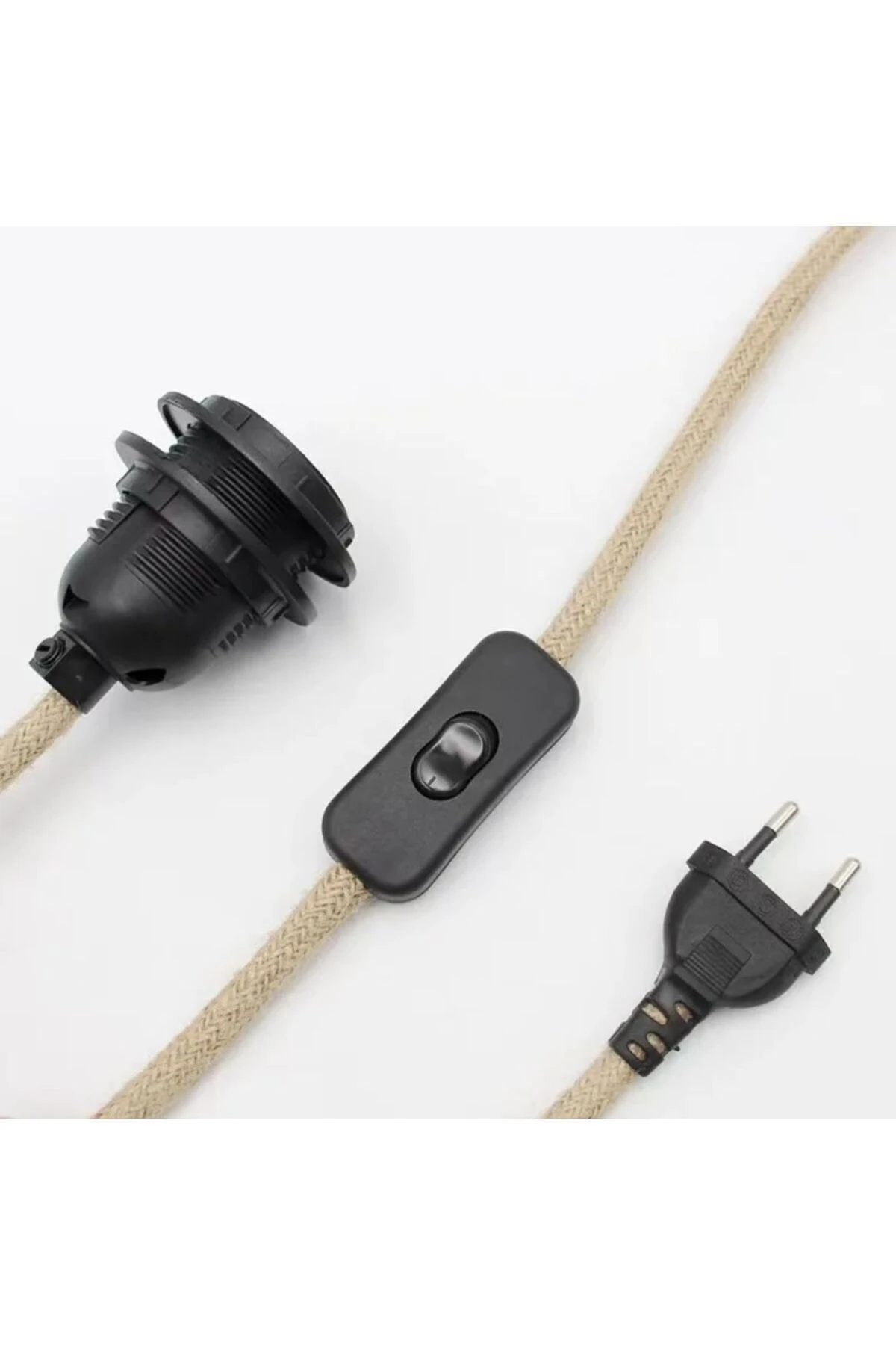 Jüt Halat Sarkıt Avize Anahtarlı Duy 5 Mt Bronz Rengi (AMPUL DAHİL)