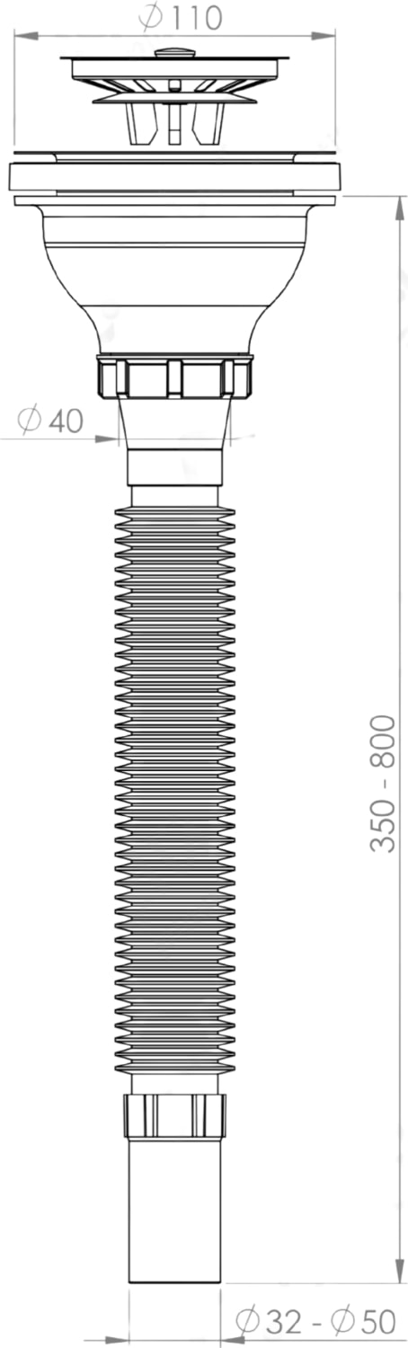Lüks Çöpmak Körüklü Evye Lavabo Evye Sifonu Pis Su Gideri Borusu Plastik 11 cm Geniş Kafa Uzunluk