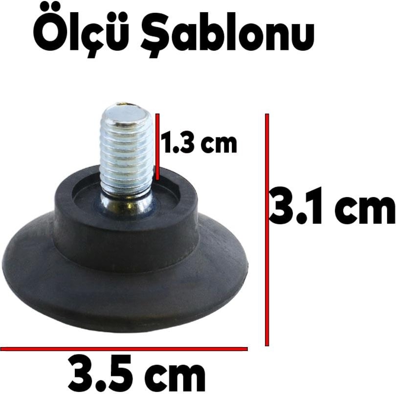 Bingo Rotil Ayakları M8 Civatalı Mm Siyah Profil Ayağı 3 Cm (10 Adet)