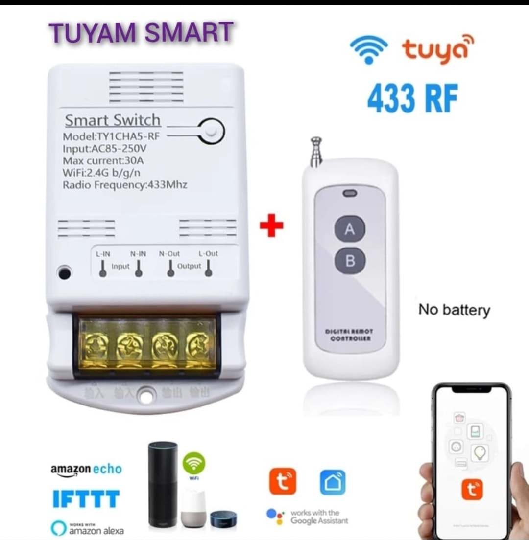 Tuya Wifi Destekli 30A /433 MHz Kumandalı Röle