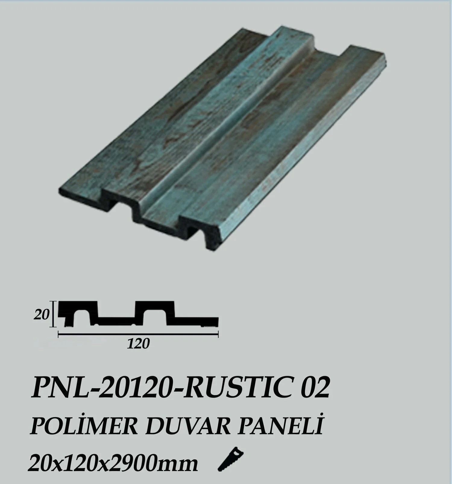 RUSTIC 02 Polimer Duvar Paneli 20X120X2900mm