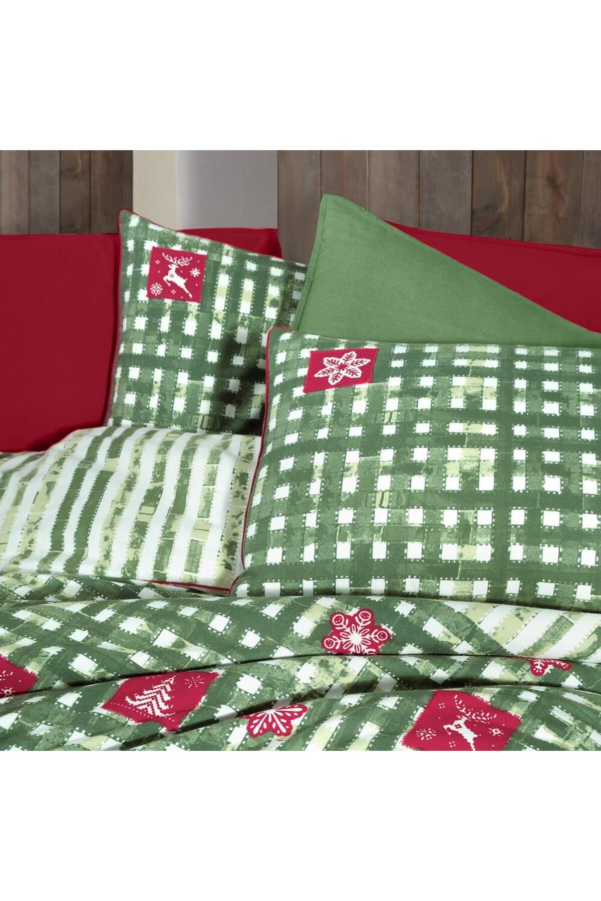 Larasi King Size %100 Pamuk Flanel (Pazen) Nevresim Takımı Yeşil