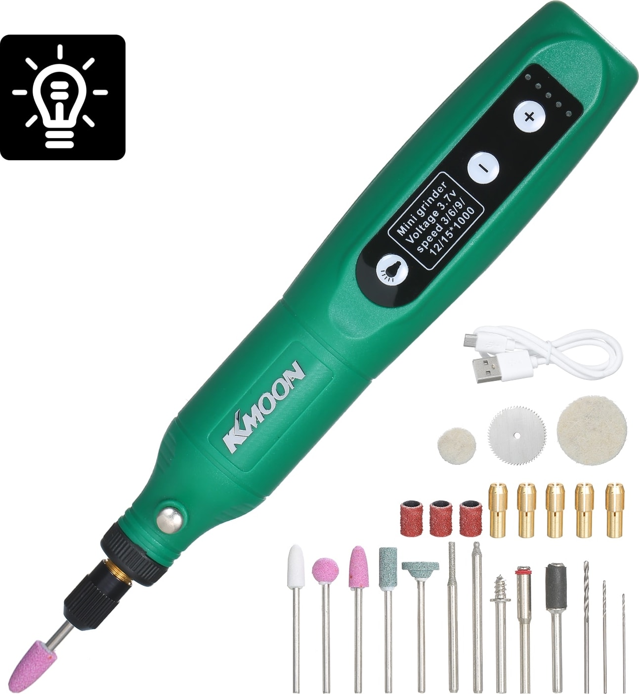 Yeşil Stil Ayar Mini Elektrikli Öğütücü Takım Seti USB Şarj Taşlama Makinesi Oyma Ahşap Delme Metal Taşlama Parlatma (Yurt Dışından)