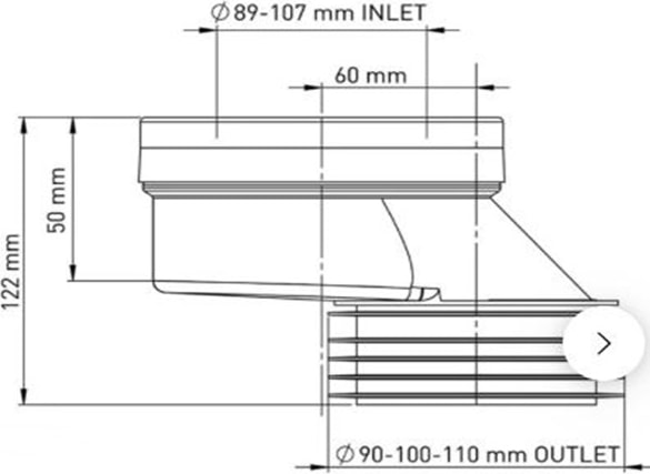 Ayarlanabilir Altdan Çıkışlı Klozet Gider Borusu Eksantirik Kada-6cm