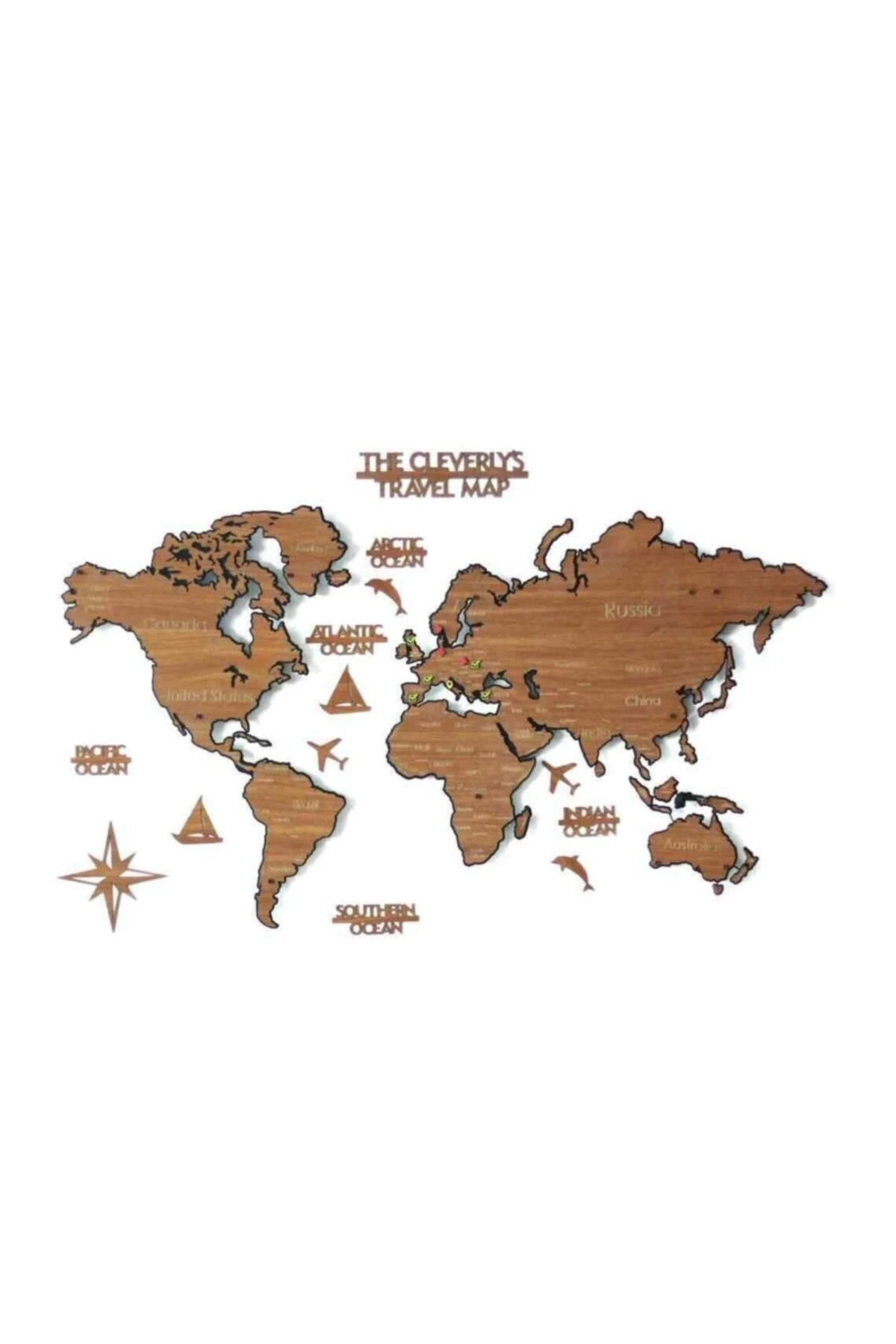 2 Boyutlu Metal Üzeri Ahşap Dünya Haritası, Ahşap Duvar Haritası, Gerçek Dünya Haritası,ahşap Harita