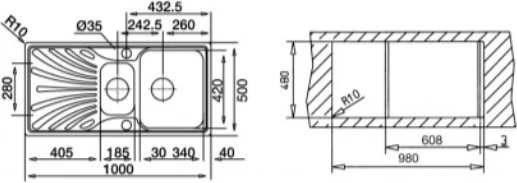 Princess 60 B Paslanmaz Çelik Sol Damlalıklı Mutfak Evyesi