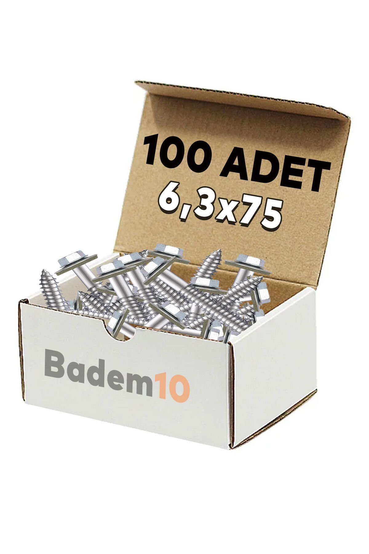 OZKUVVET Betofast Vidası 6.3x75 mm Paket 100 ADET Sivri Uçlu Çatı Panel Beton Ağaç Vidası