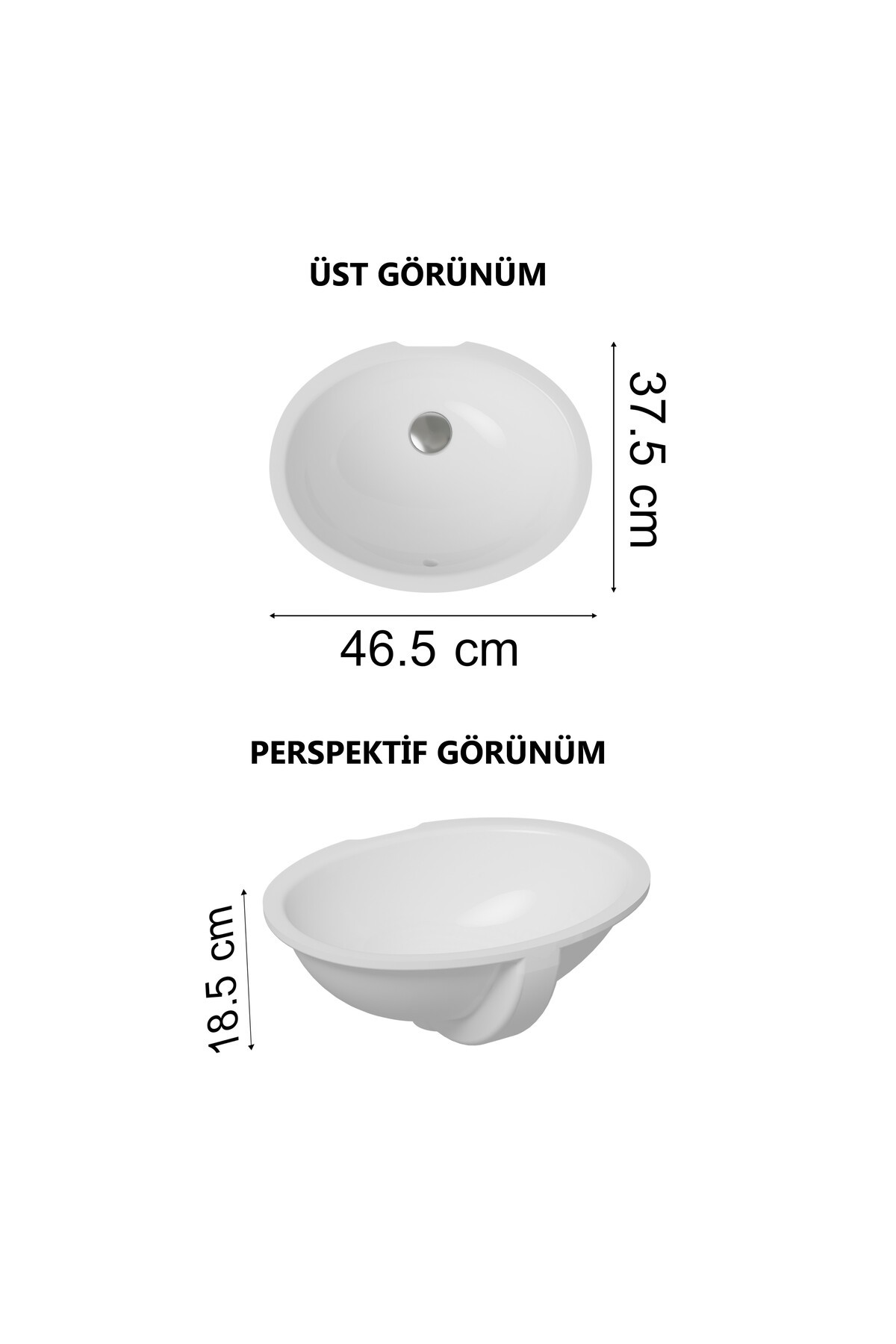 S20 6039b003-0012 Tezgah Altı Lavabo, 42 Cm, Beyaz