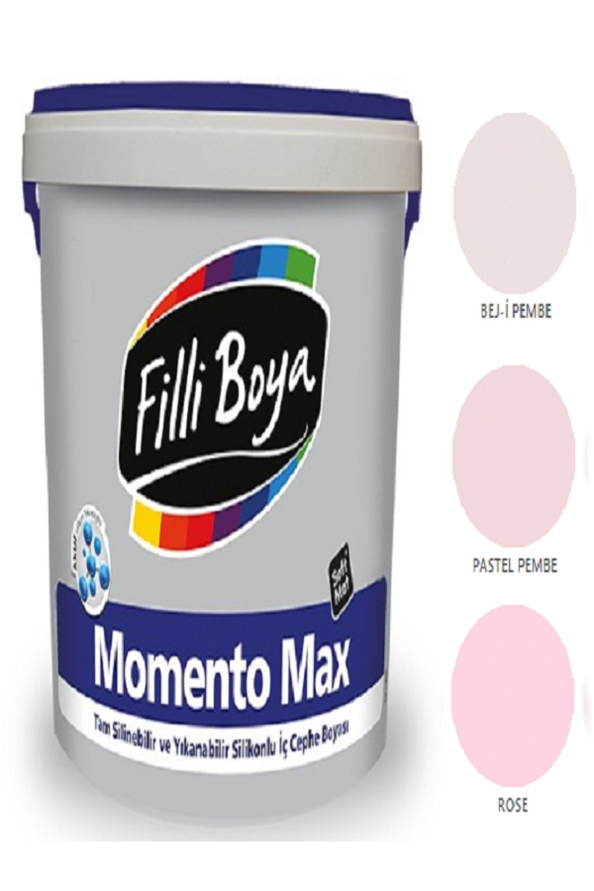 Momento Max Tam Silinebilir Yıkanabilir Silikonlu Mat Boya 7,5lt (pastel Pembe)