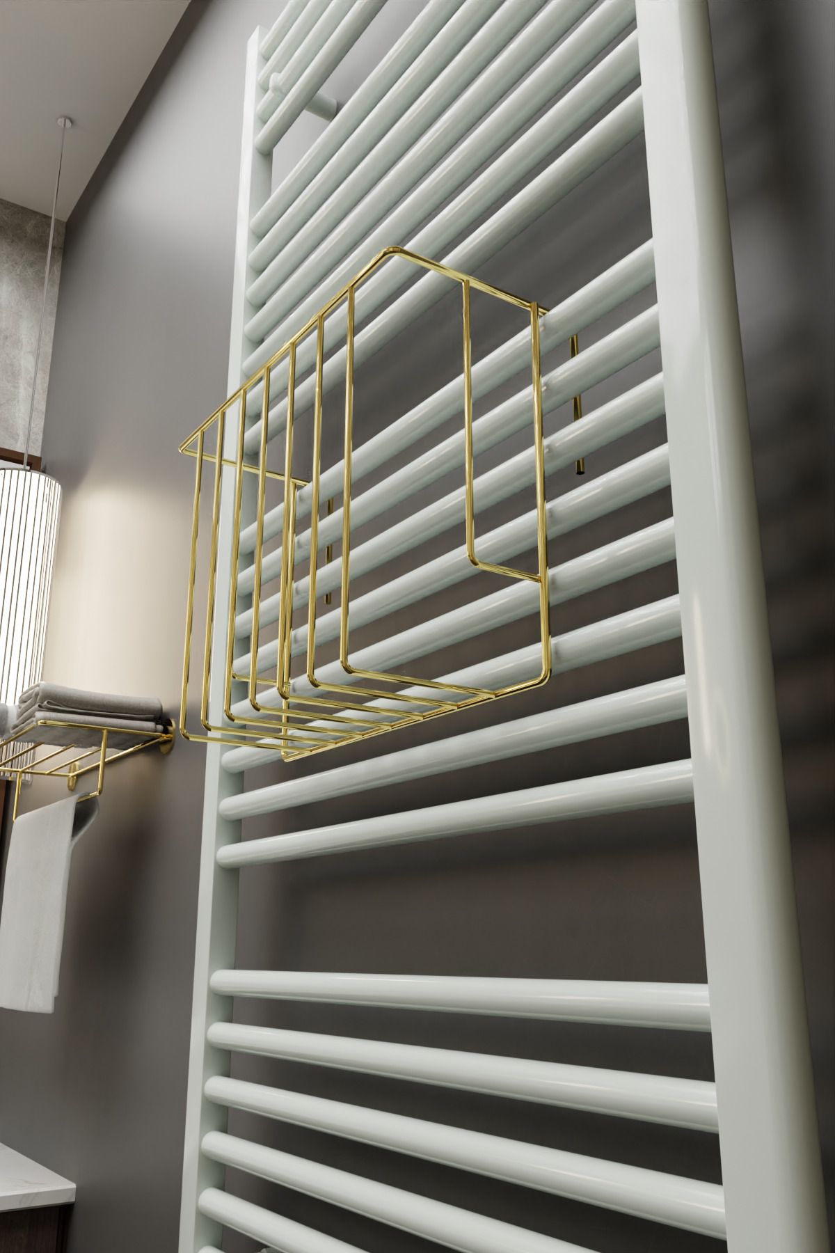 Gold Havlupan Düzenleyici Asılabilir Organizer Banyo Havluluk Tuvalet Kağıdı 30x28x10cm