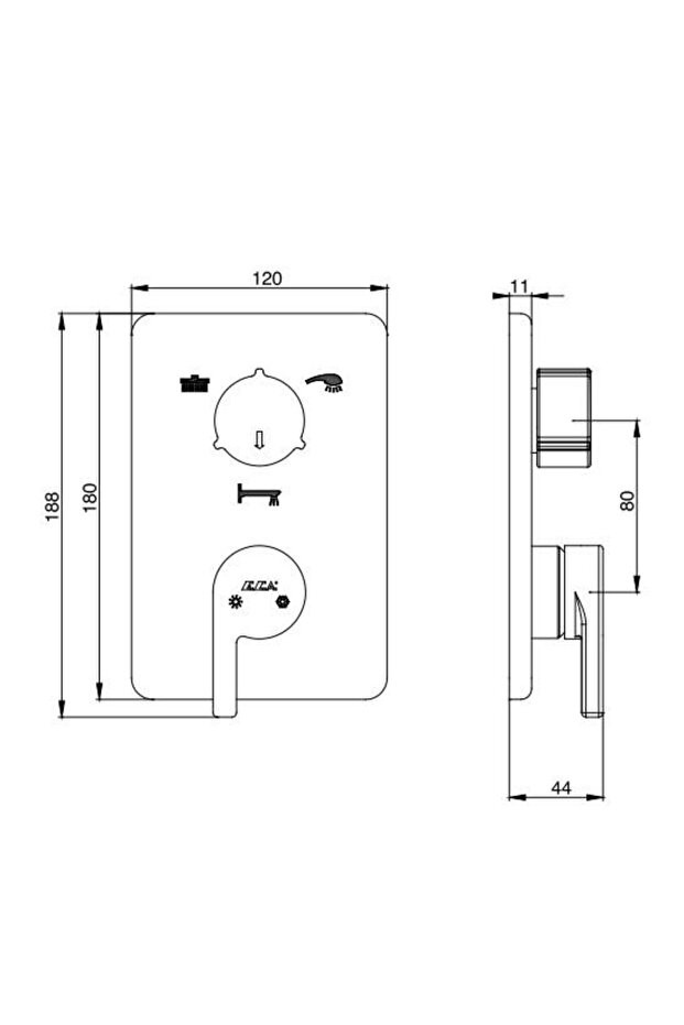 Icon Ankastre Banyo Bataryası 2 Parça Set / 3 Yollu (102167301H-K+102166301)