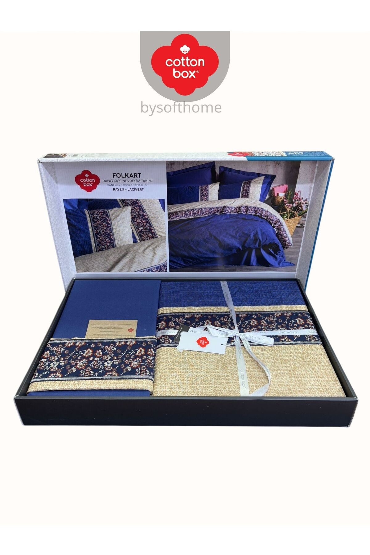 FOLKART RAYEN LACIVERT Ranforce Çift Kişilik Nevresim Takımı %100 Pamuk