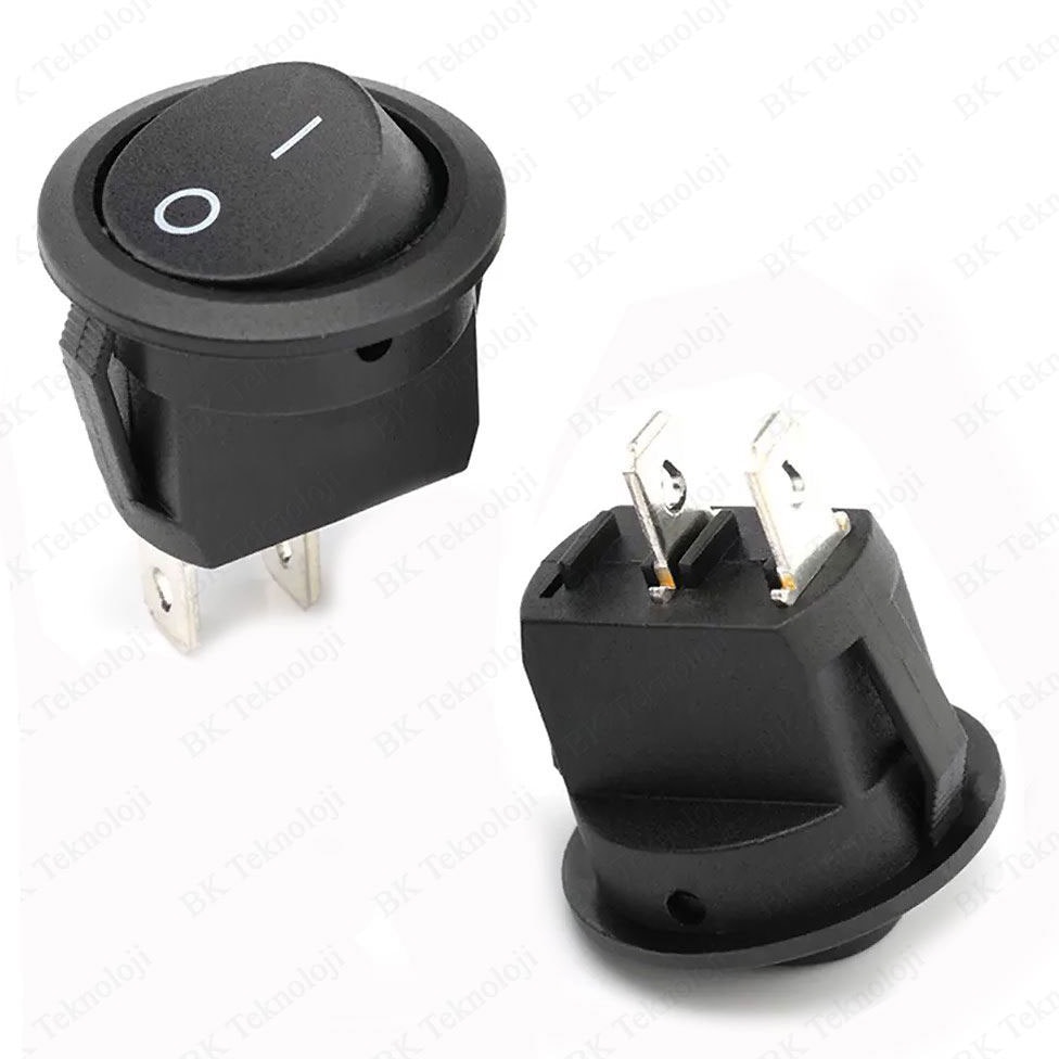 20MM Yuvarlak 2 Pin On/off Işıksız Power Anahtar 2 Adet