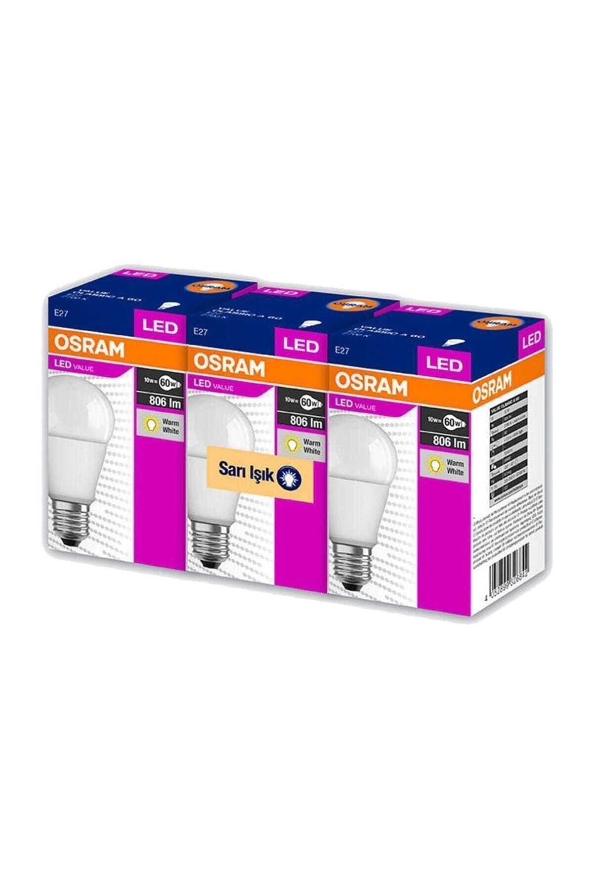 Led Value 3 Lü Ampul Sarı Işık 8.5 W 60watt