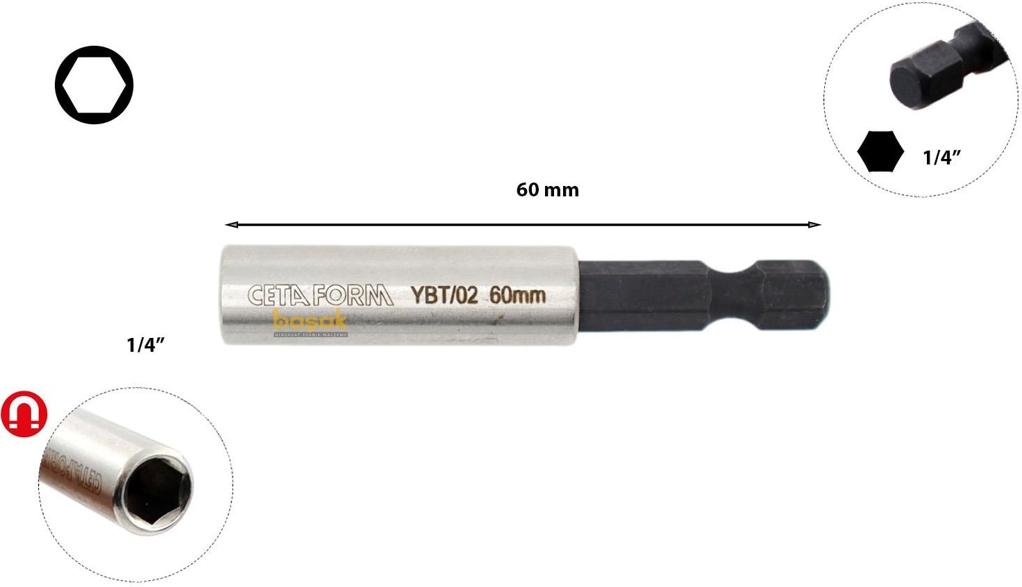 CB/ST113T Delikli Torx Bits Uç Takımı + Bits Tutucu 11 Parça (1 Adet)