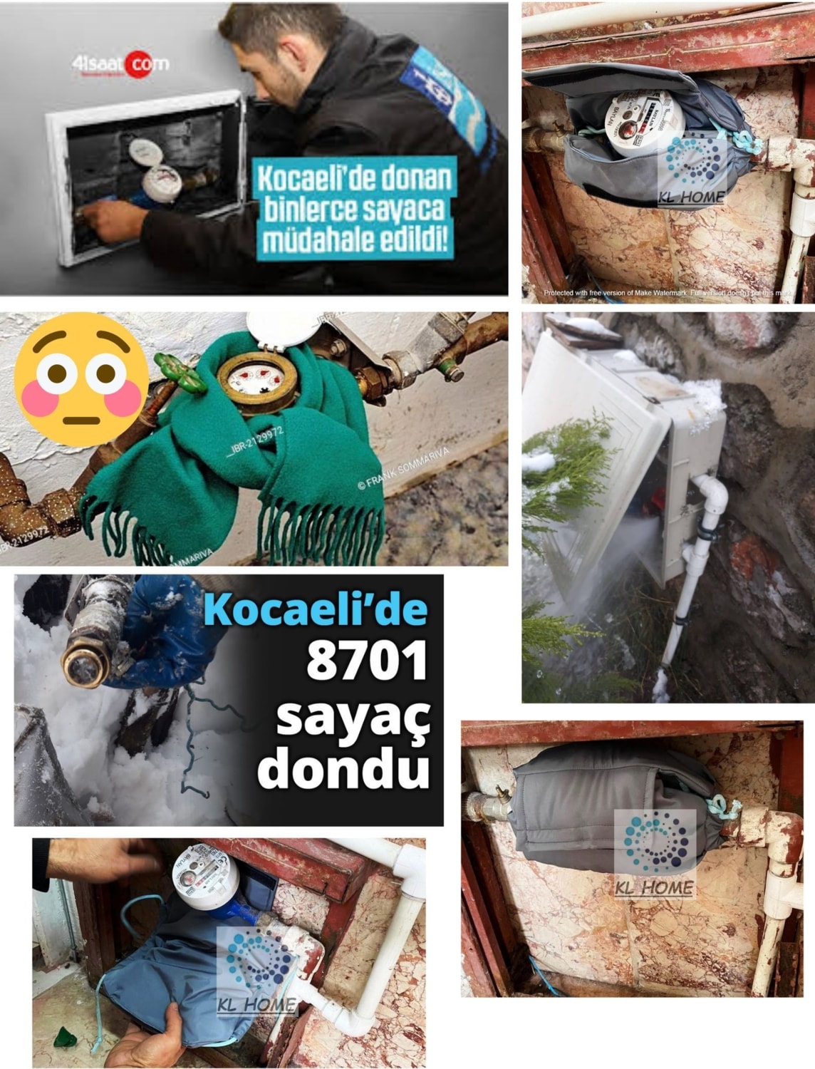 Su Saati Sayaç Dona Karşı Koruyucu 3'lü Set (Sayaç Ceketi-Kauçuk Köpük Boru Izole-Pvc Bant)