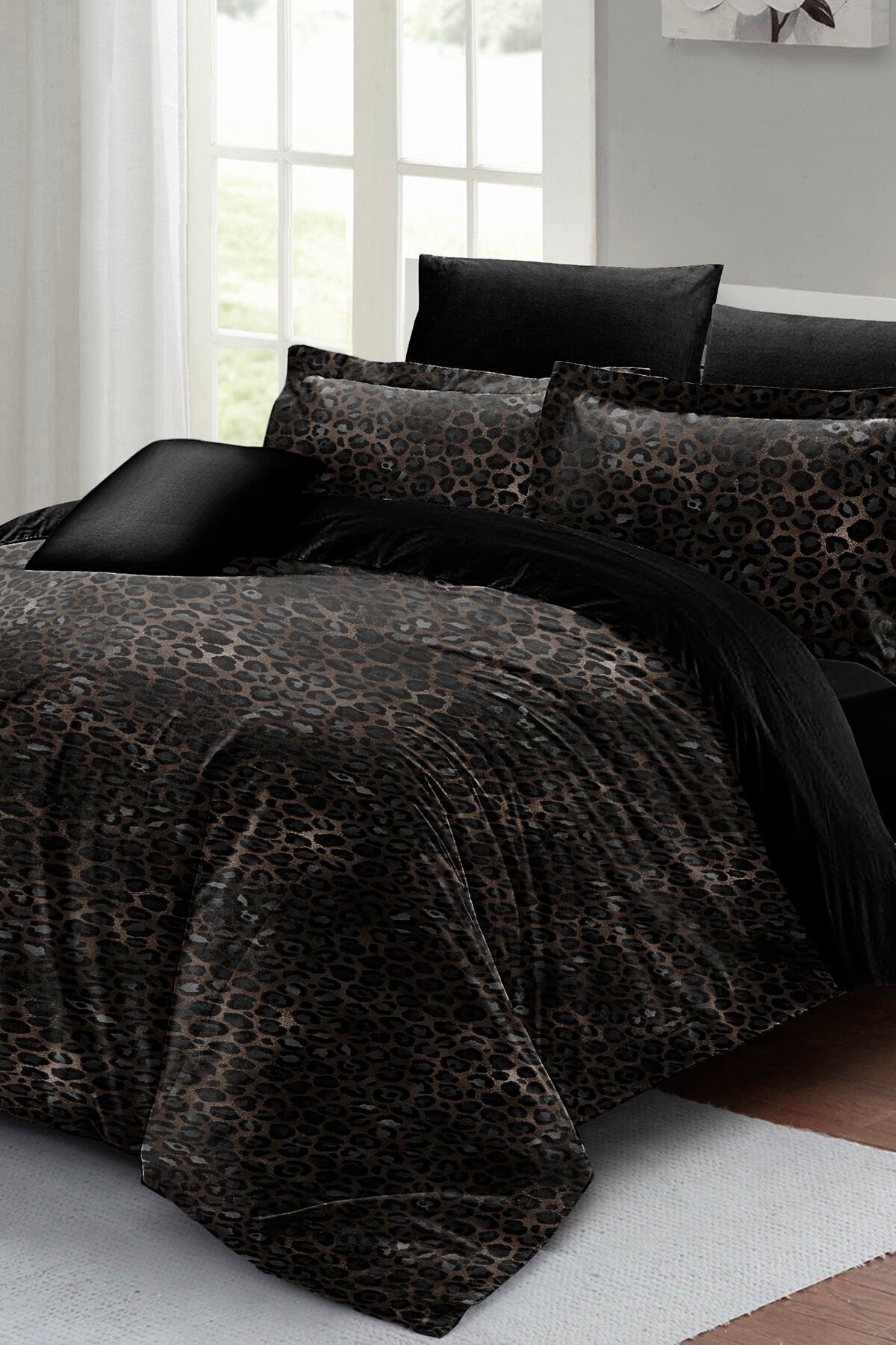 Kıng Sıze Leopar Print Çift Kişilik Nevresim Takımı %100 Pamuk Saten 3d Özel Tasarım 220x240cm