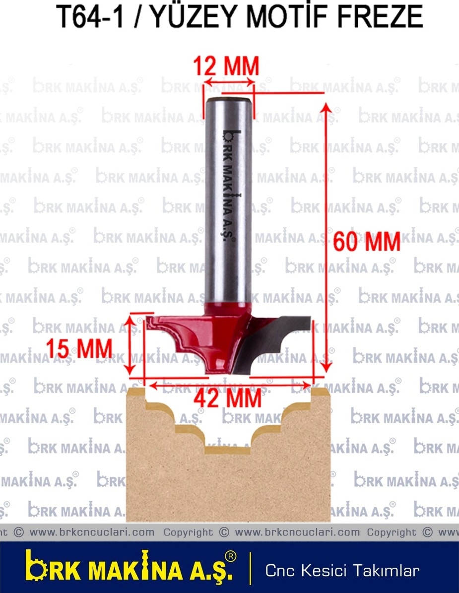 BOSCH Yüzey Motif Freze Bıçağı Q42X16XQ12MM