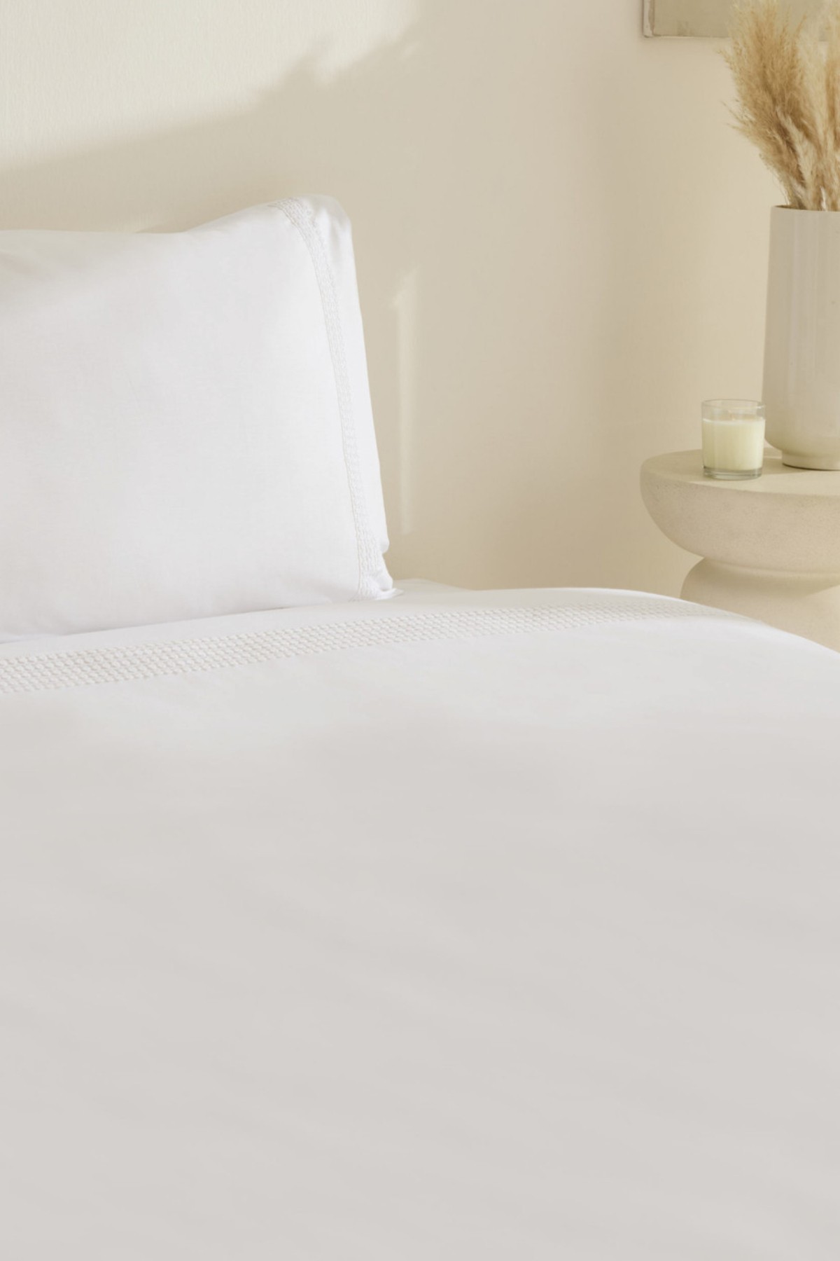 White Collection Fiorenza %100 Pamuk Çift Kişilik Nevresim Takımı Beyaz