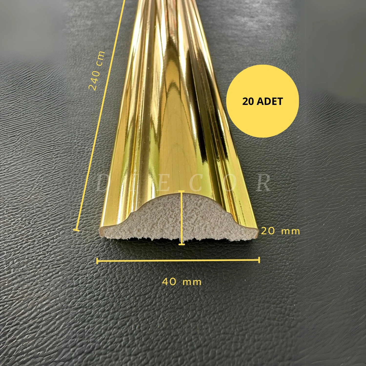 Dekoratif Polistren 20 Adet 4 cm Gold Duvar Çıtası