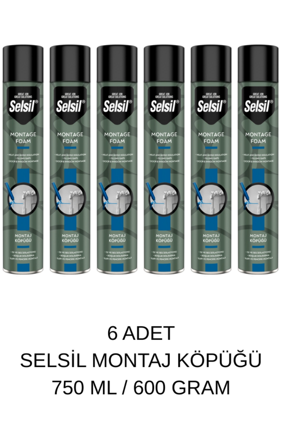 SELSİL Montaj Köpüğü 750 ML / 600 Gram 6 Adet