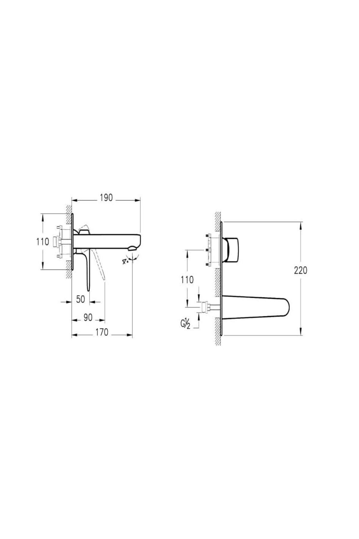 Root Round Ankastre Lavabo Bataryası (Sıva Üstü Grubu), krom