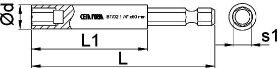 1/4" x 60 mm Manyetik Bits Tutucu Ceta/bt/02
