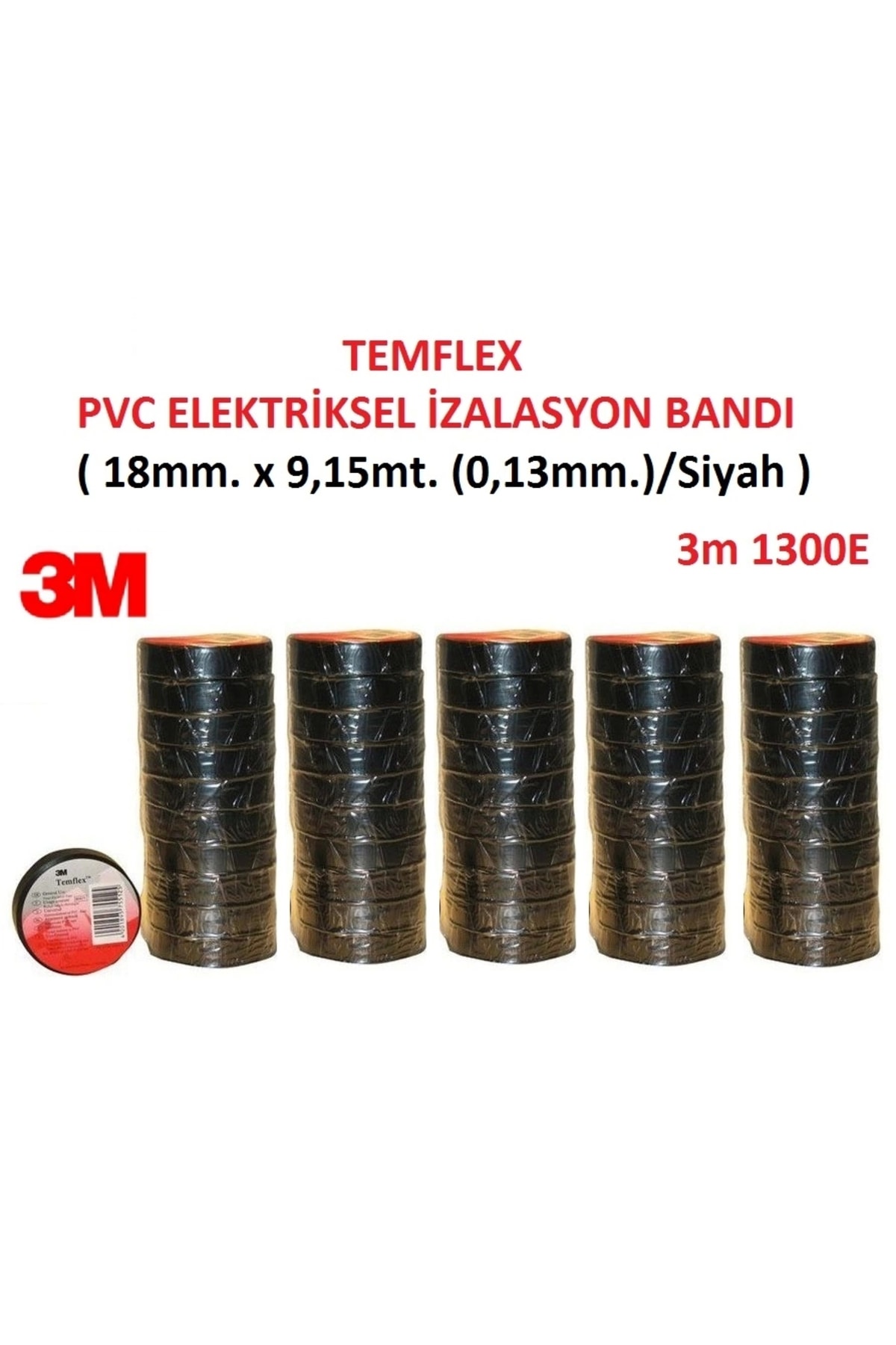 Elektrik Bandı Temflex 1300E Siyah 50 Adet