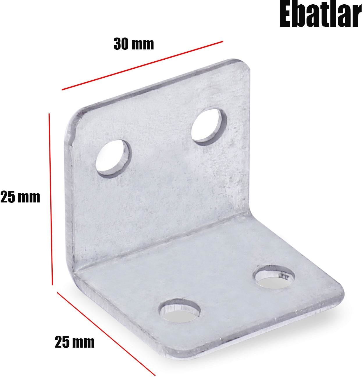 Mobilya Dolap Köşe Bağlantı Sabitleme L Demir Gönye 25x25x30 mm (10 ADET)