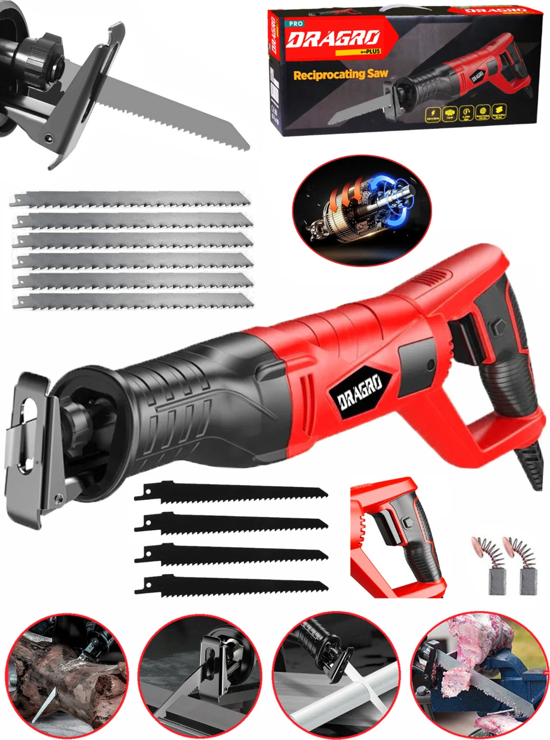 Alman 9000 Sjs 6 Kademe Devir Ayarli Bakir Sargili Beton Tuğla Kemik Kesme Tilki Kuyruğu 10 Uç