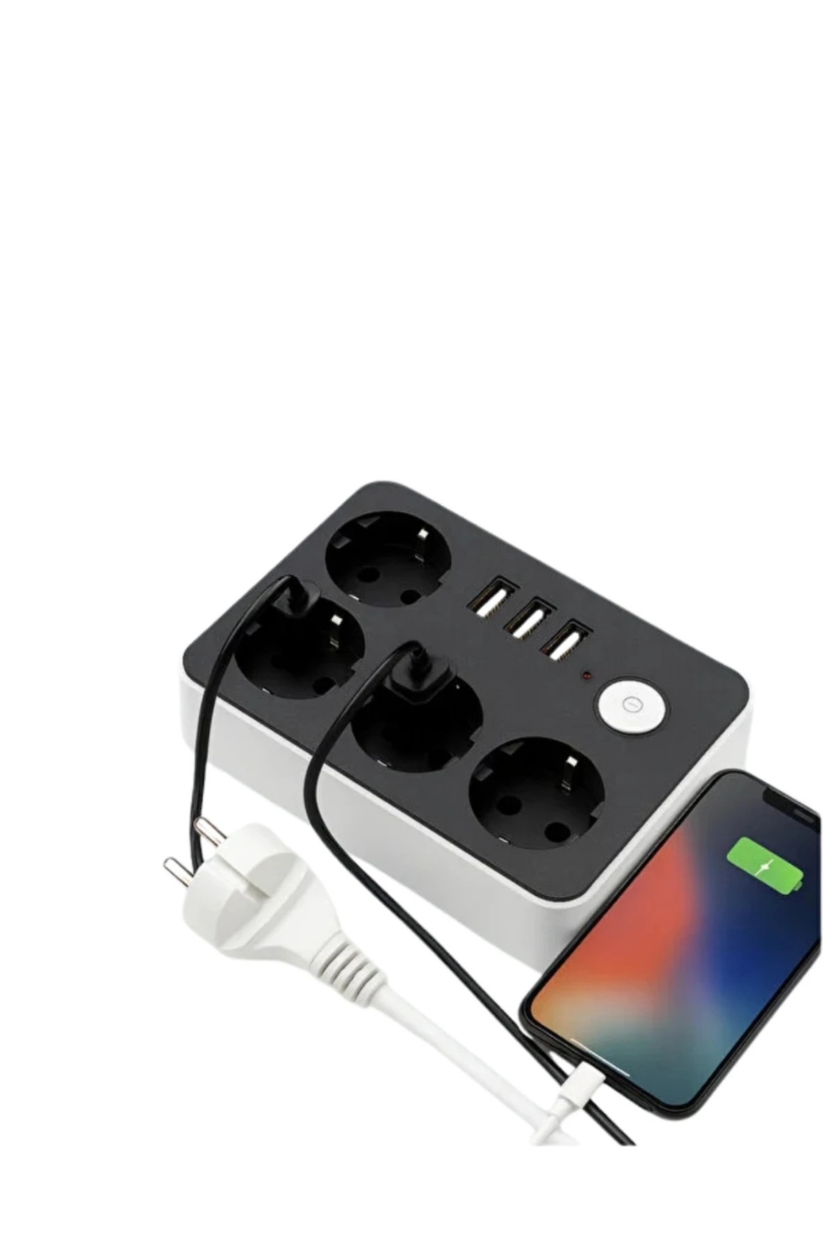 4’lü Akıllı Priz ve 3 USB Girişli Çoklu Priz – Anahtarlı Masa Üstü Uzatma Kablosu, Güvenli Enerji Da